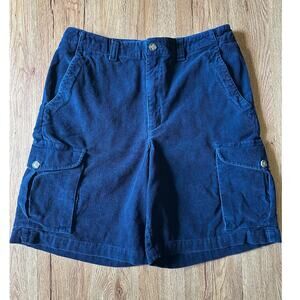 Eddie Bauer Vintage Navy Corduroy Cargo Shorts Size 31